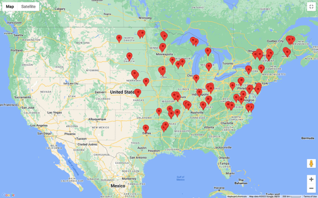 Map of new specimens archived at MSB and searchable through the Arctos database.